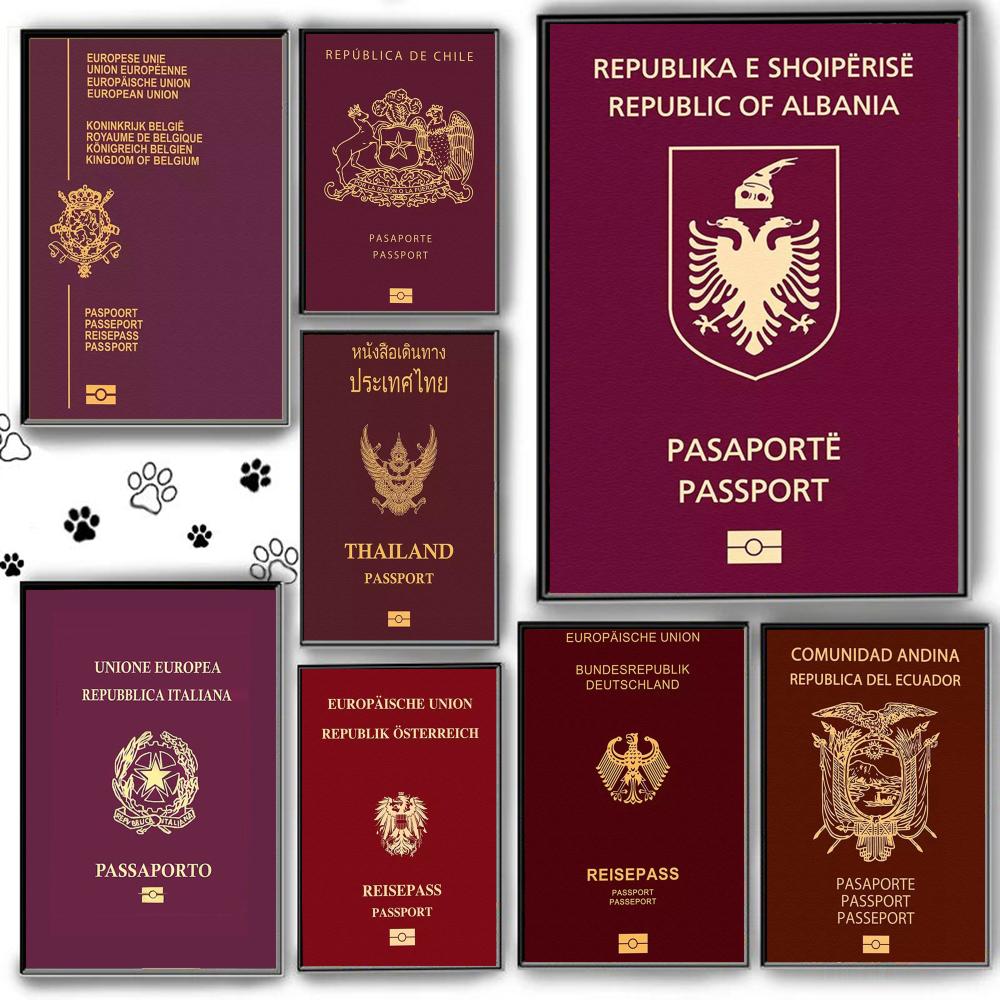 Home Office Passport - Póster de pasaportes de fondo rojo,