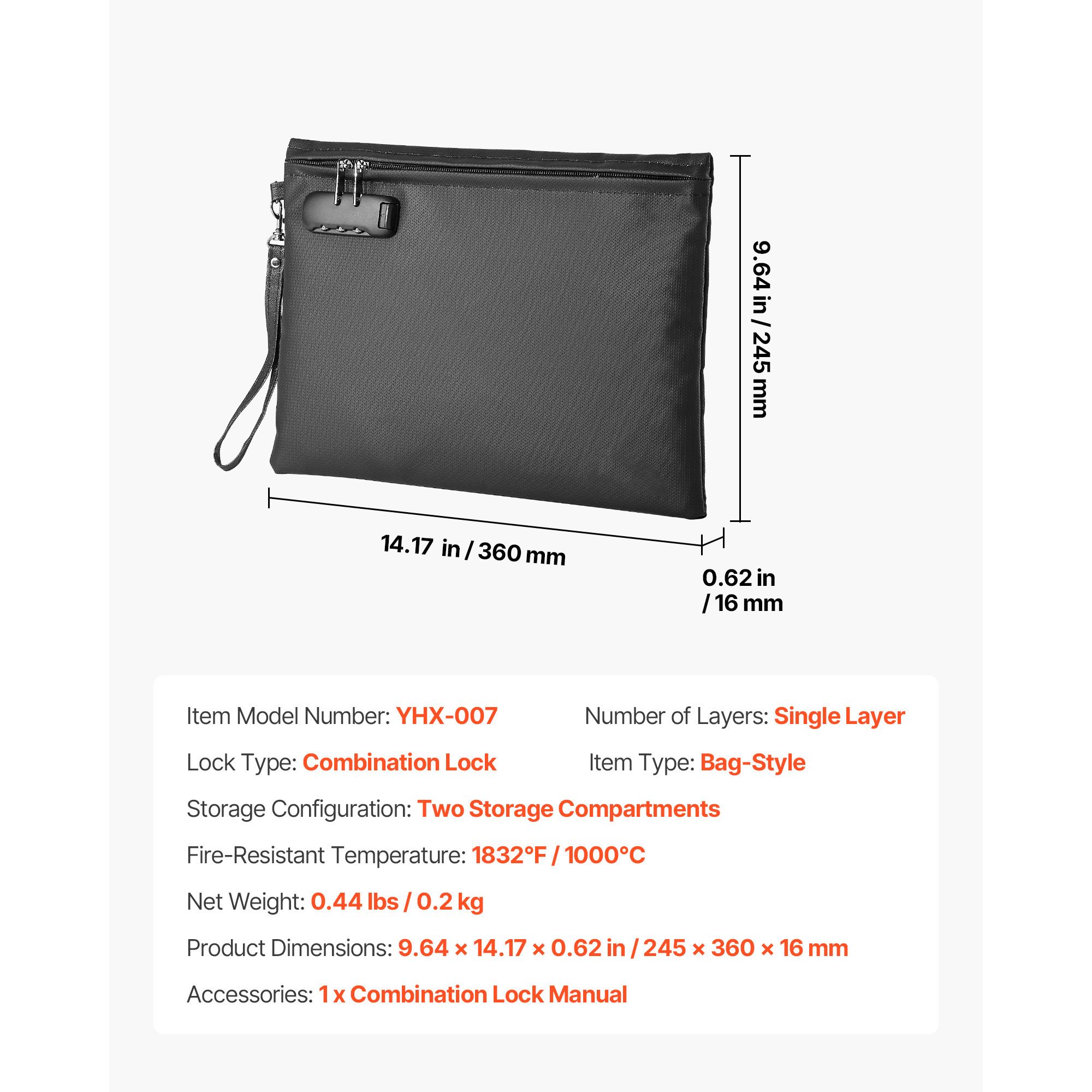 Home Office Passport - Bolsa ignífuga para documentos, bolsa ignífuga