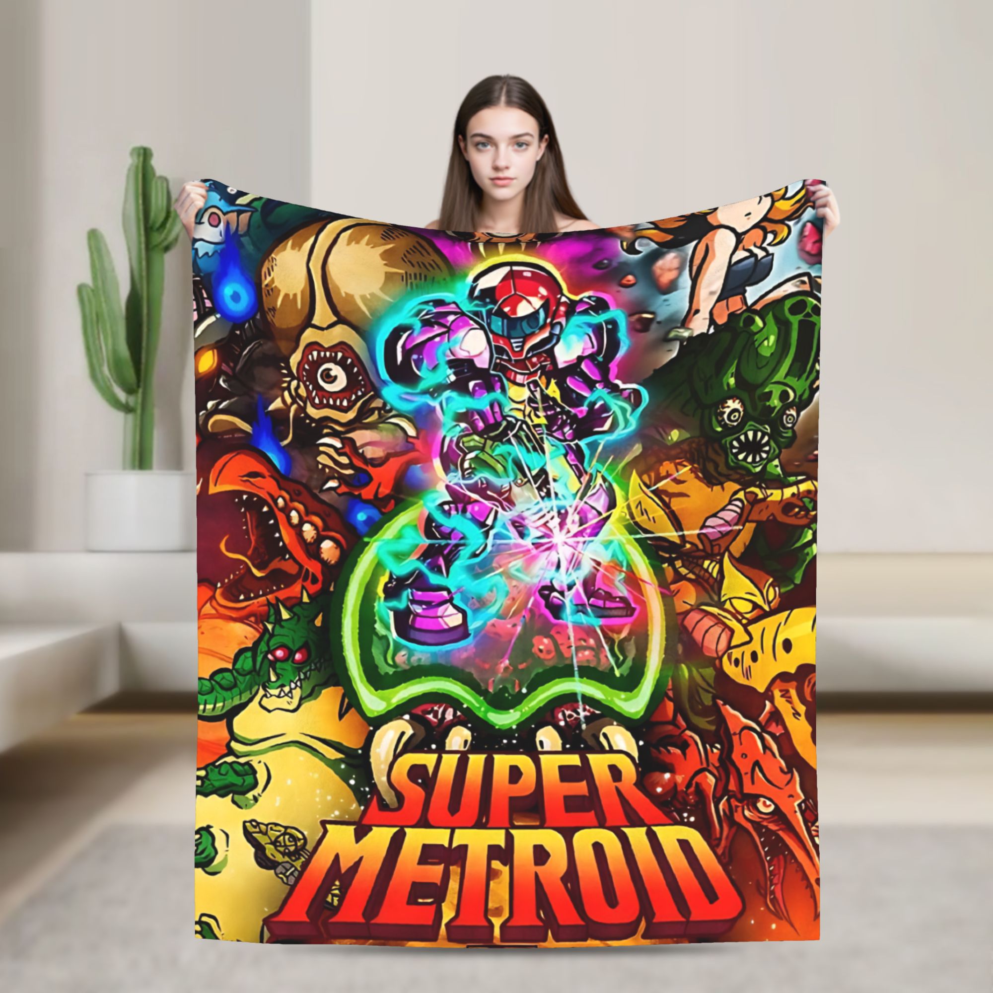 Home Office Trend - Manta de franela Metroids Hero Game,