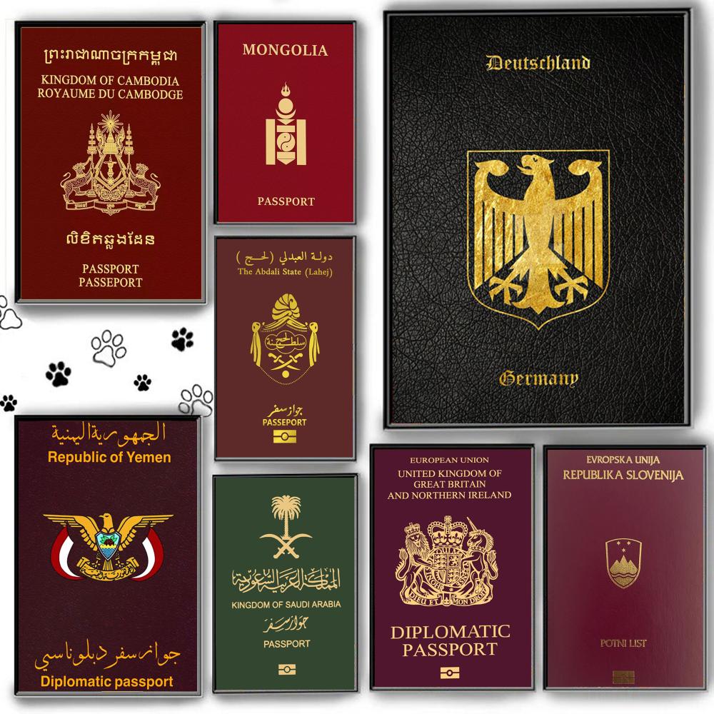 Home Office Passport - Póster de pasaportes con fondo rojo