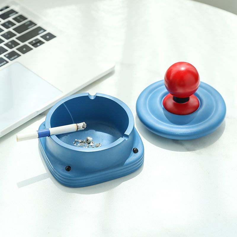 Home Office Trend - Cenicero de resina con tapa, nueva