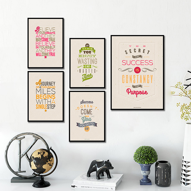 Home Office Room Inspiration - Carteles motivacionales con cita inspiradora en