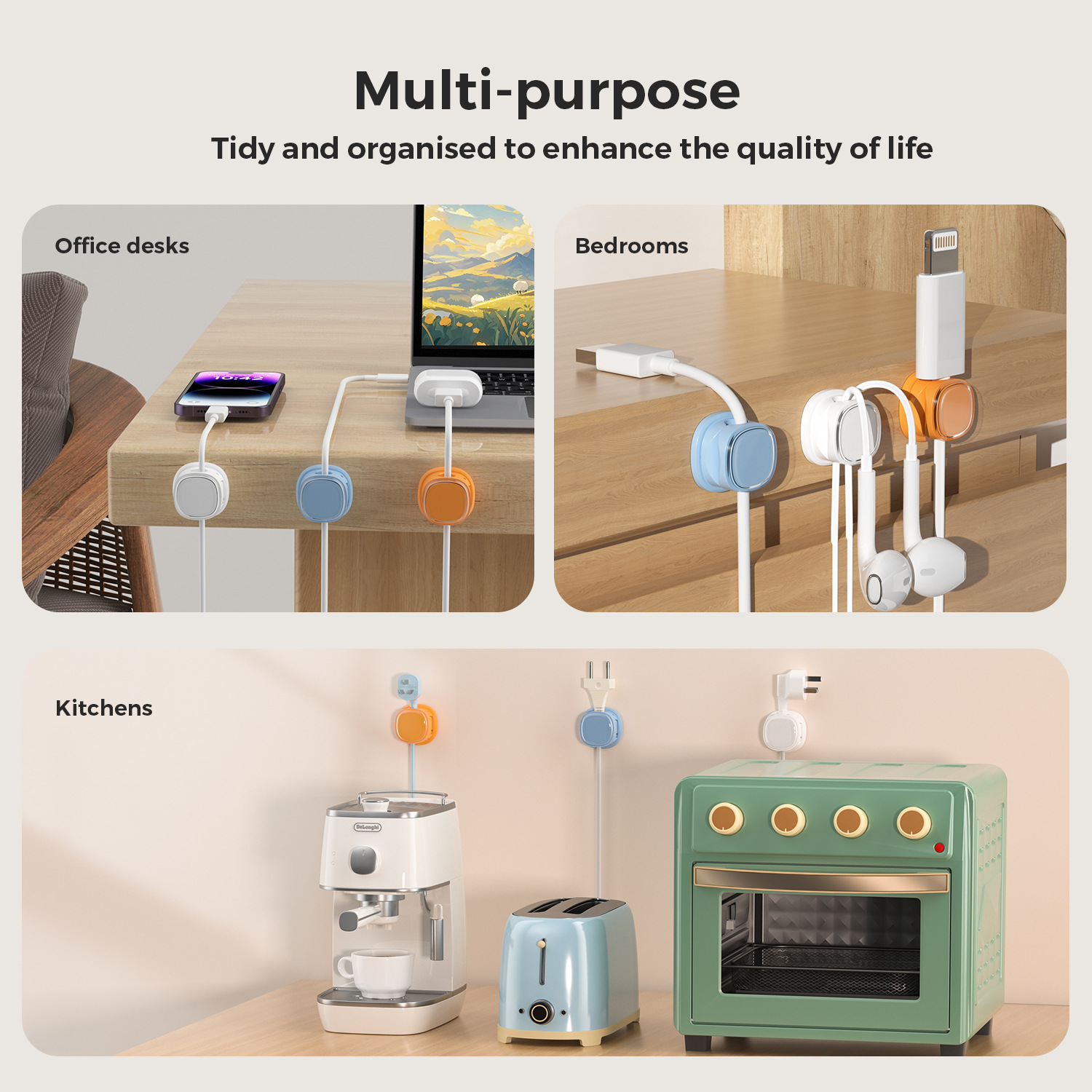 Organizador de cables adhesivo - Home Office Organization reseña y precio