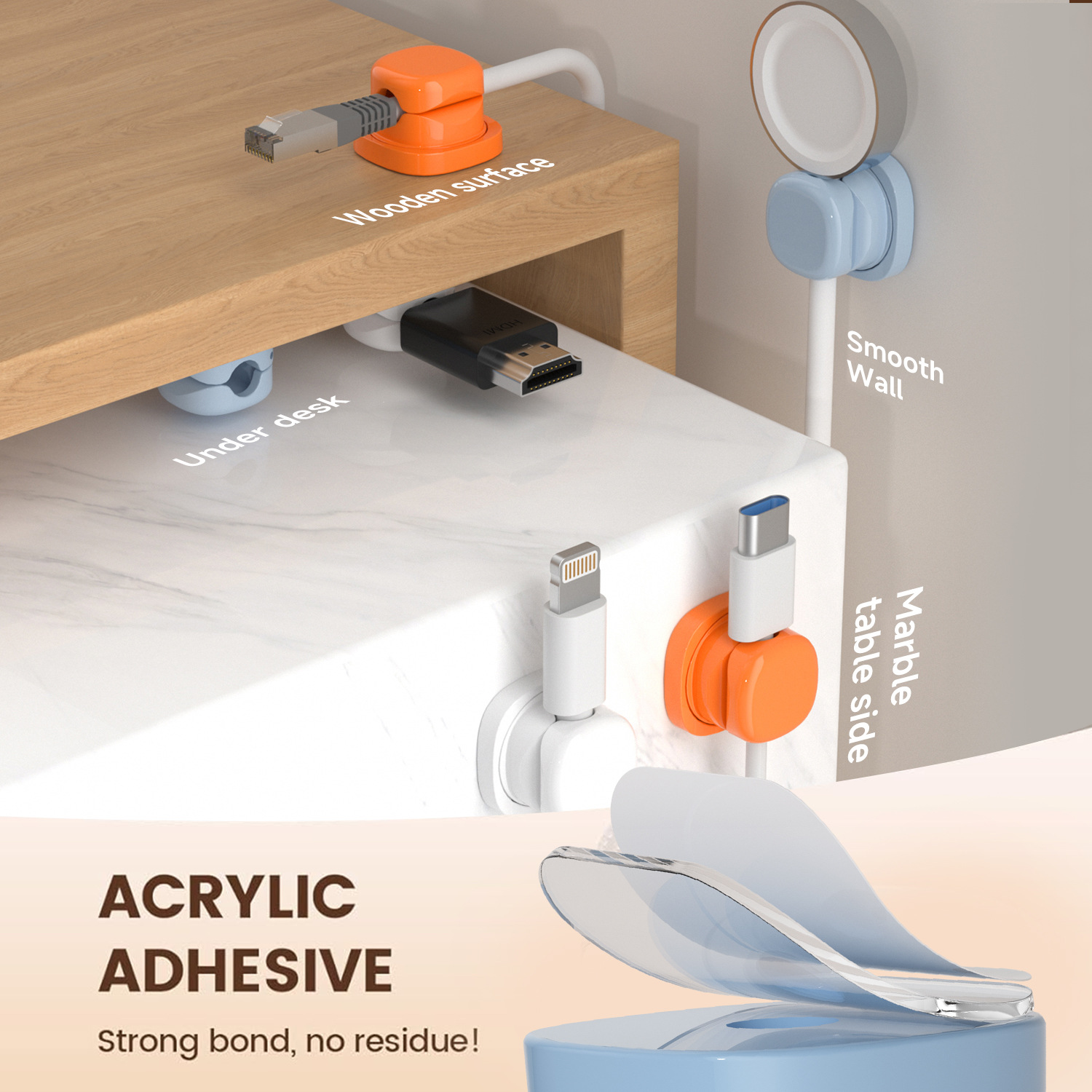 Organizador de cables adhesivo - Home Office Organization reseña y precio