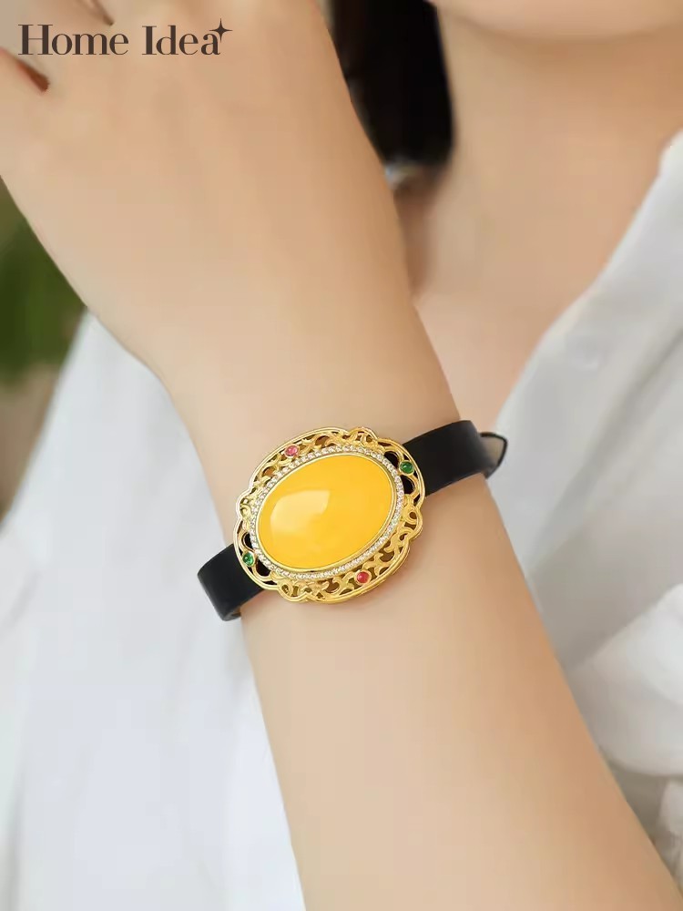 Pulsera de cuero Pu con ámbar  - Home Office Design Ideas reseña y precio