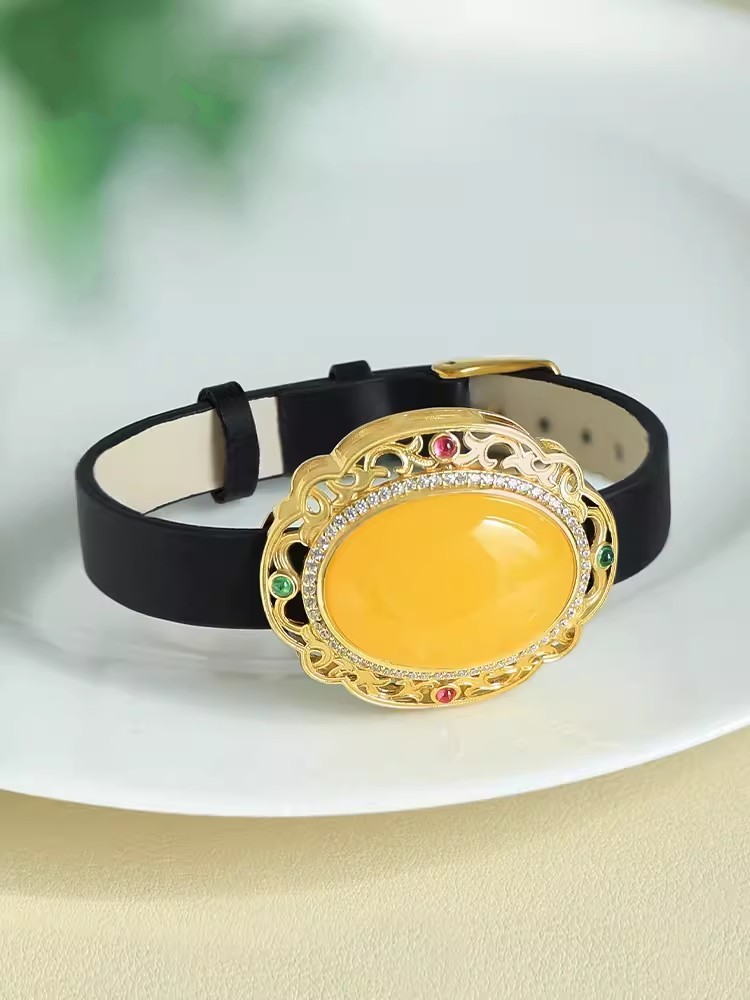 Pulsera de cuero Pu con ámbar  - Home Office Design Ideas reseña y precio