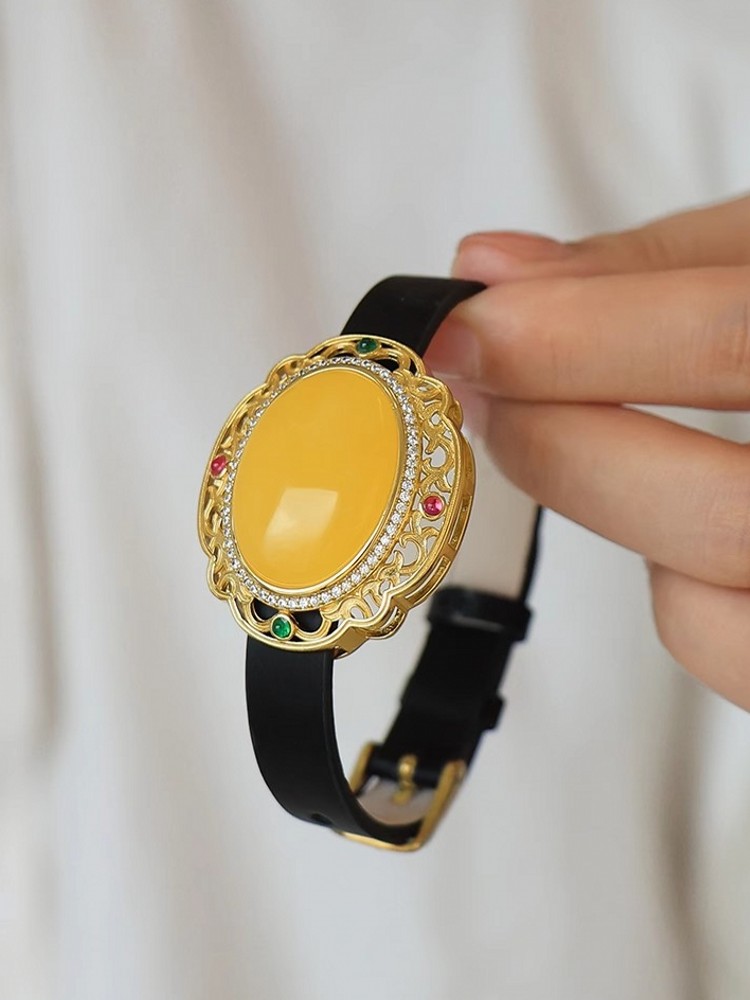 Pulsera de cuero Pu con ámbar  - Home Office Design Ideas reseña y precio